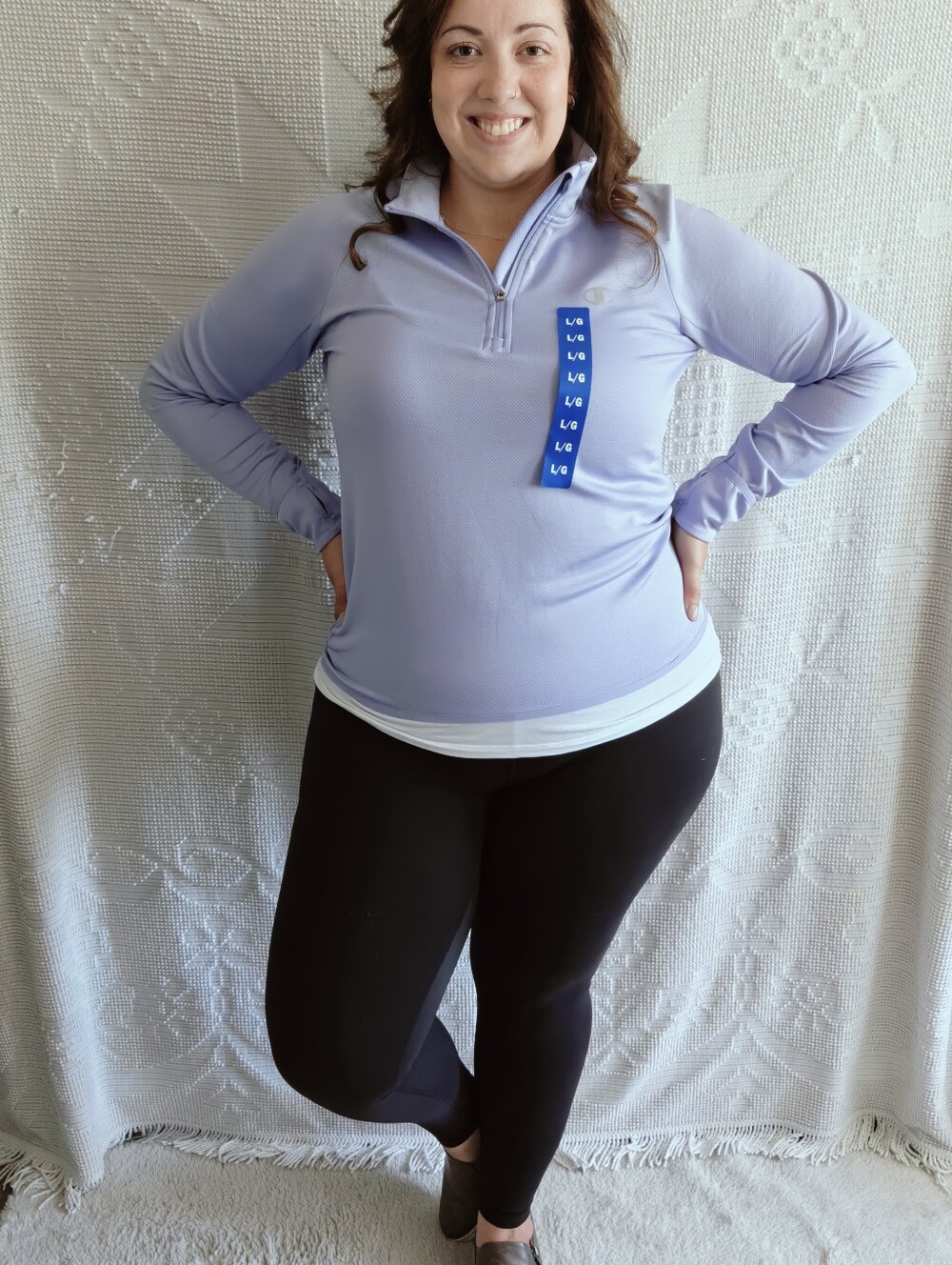 NWT Champion Size L | Lilac Purple Quarter Zip Athletic Pullover Top Thumbholes